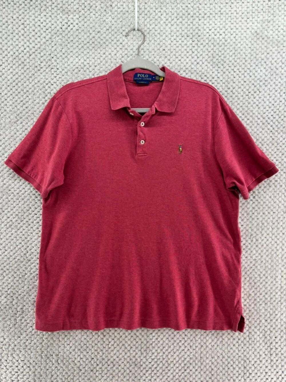 Polo Ralph Lauren Classic Fit Shit Mens M Red Flesh Pony Embroidered Collar